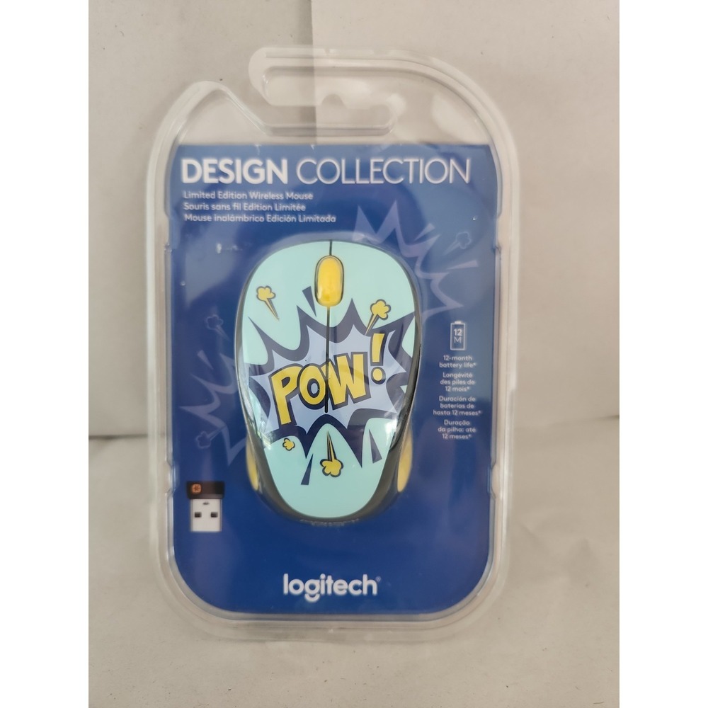 NIB Logitech M317 Wireless Optical Mouse "POW!" Comic Book Design Limited New
